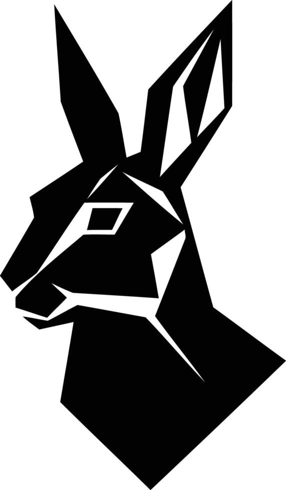 A black and white geometric logo of a kangaroo vector