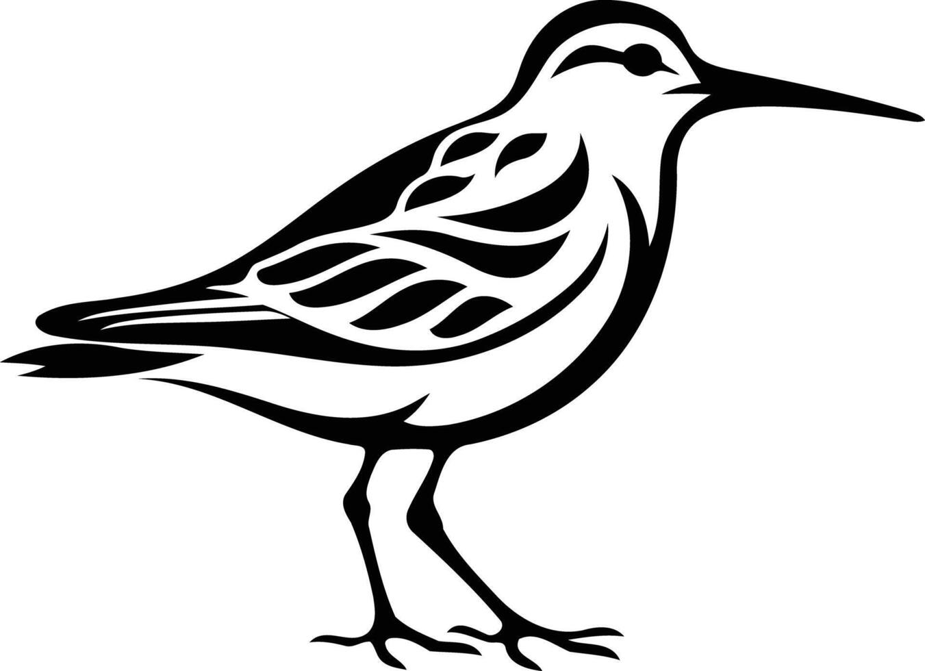 A black and white drawing of a bird vector