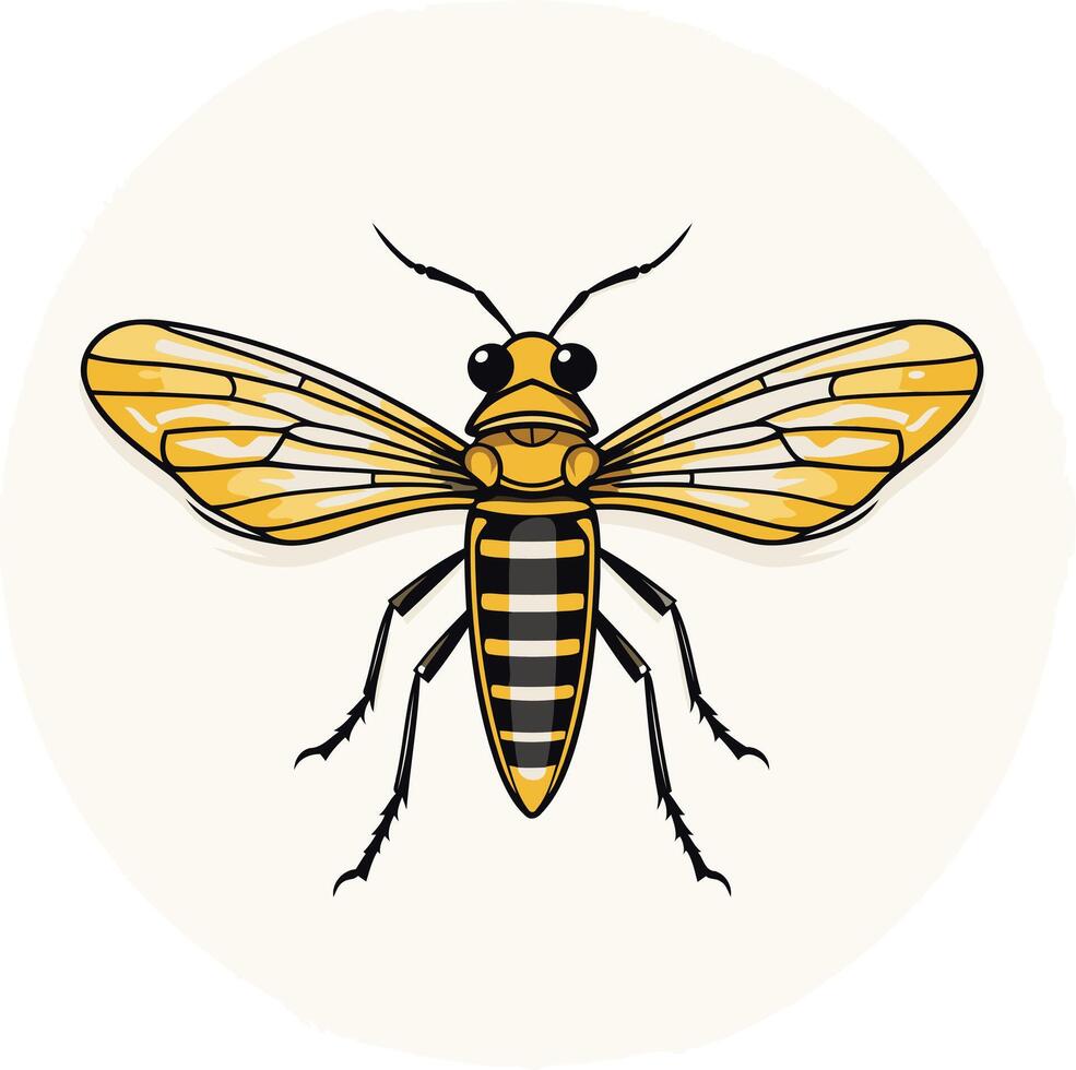 A yellow and black wasp with long legs vector