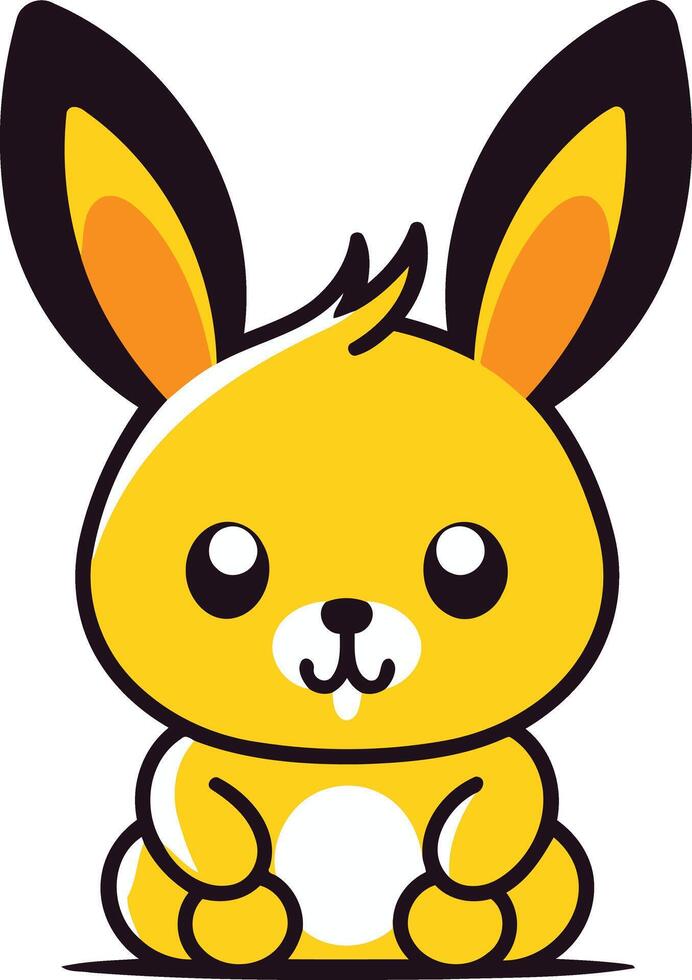 A cartoon yellow rabbit with big ears vector