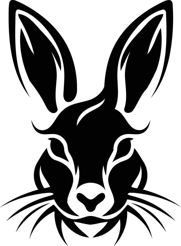 A black and white rabbit head on a white background vector
