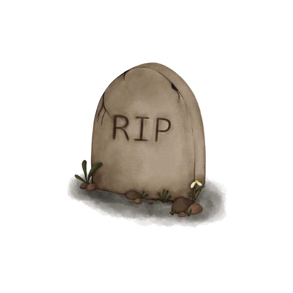 Gravestone with Small Plants Illustration png