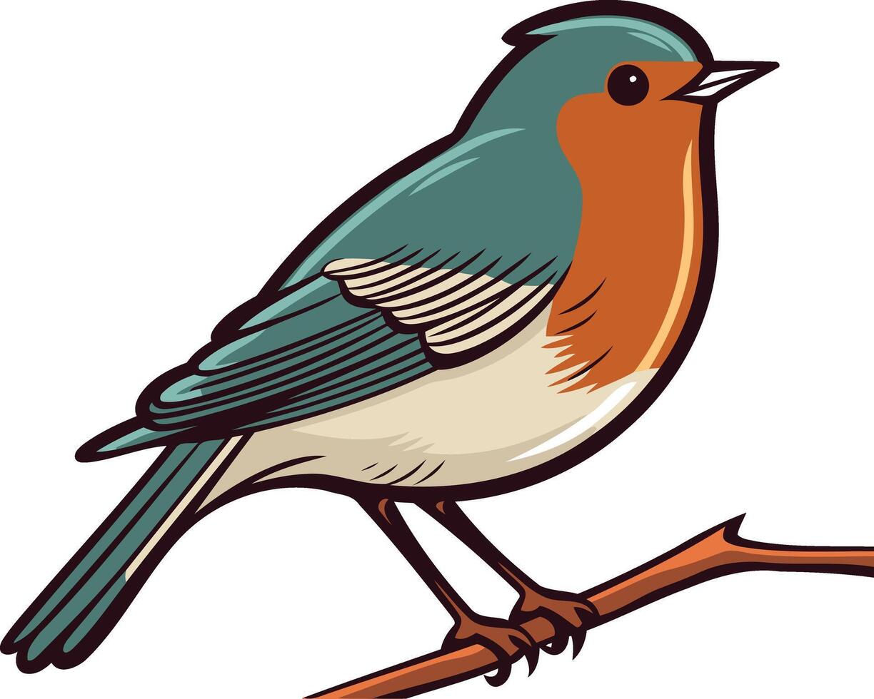 A cartoon bird sitting on a branch vector