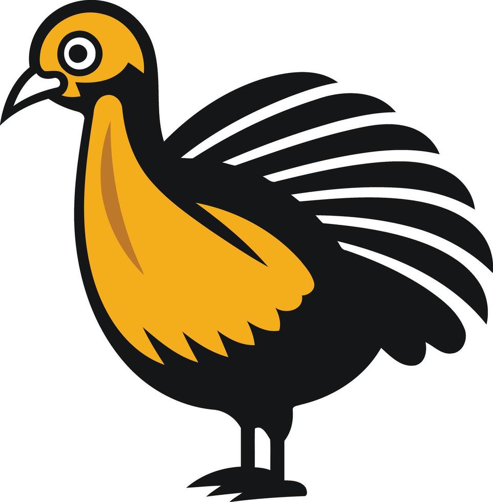 A black and yellow bird with long feathers vector