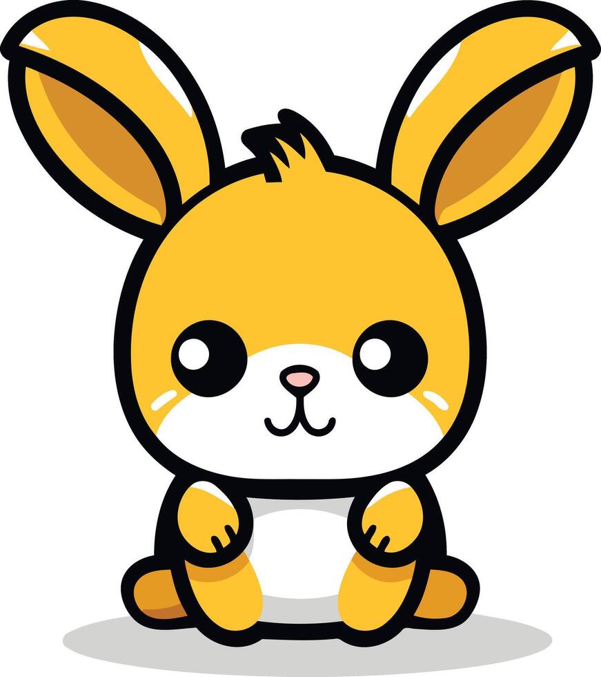 A cartoon rabbit sitting down with its eyes closed vector