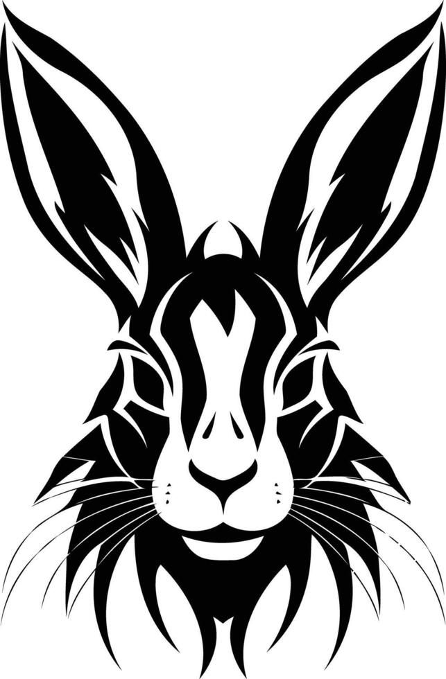 A black and white hare head with long ears vector