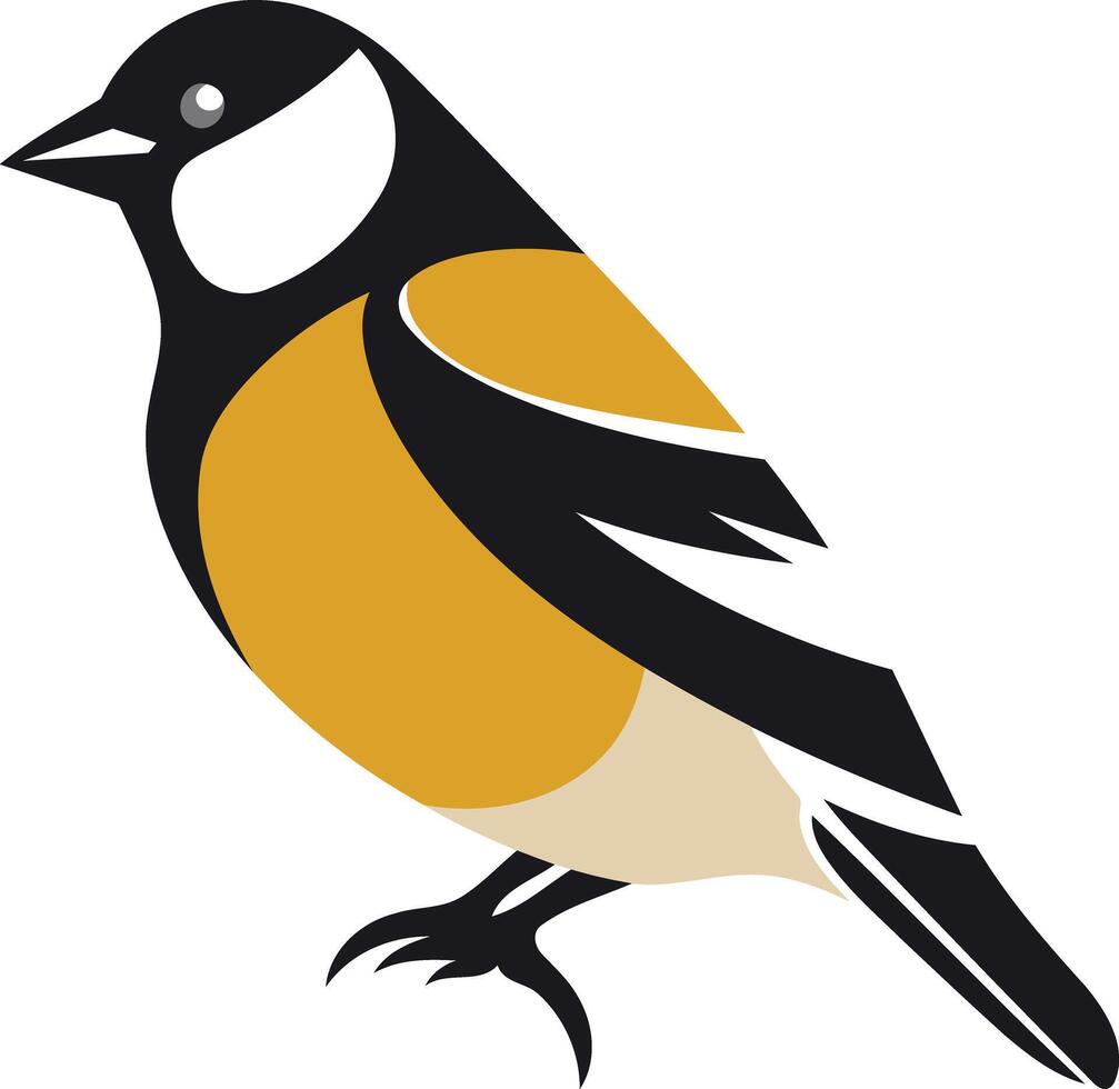 A black and yellow bird with a white beak vector