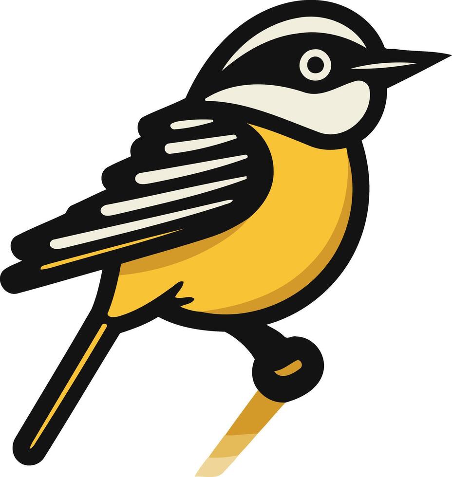 A yellow and black bird sitting on a stick vector