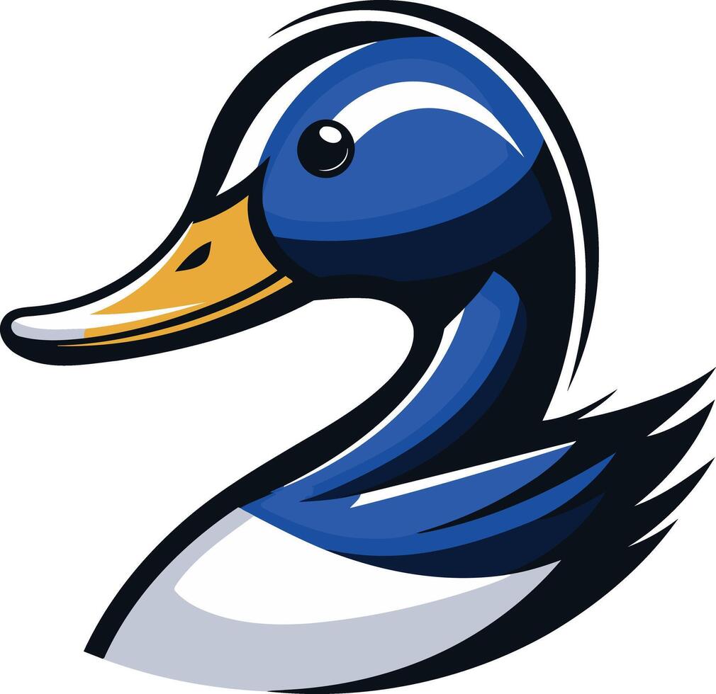 A blue duck with a yellow beak vector