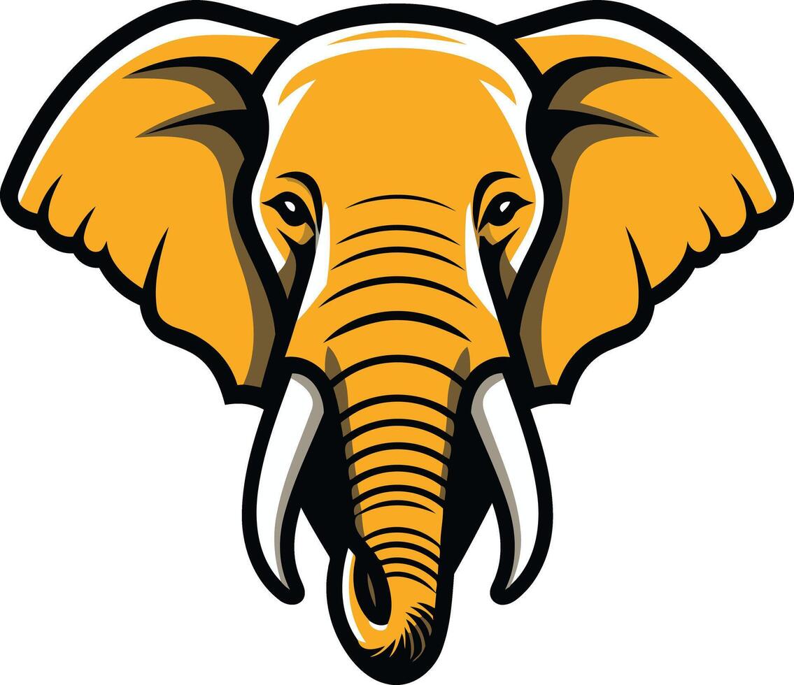 An elephant head with tusks on a white background vector