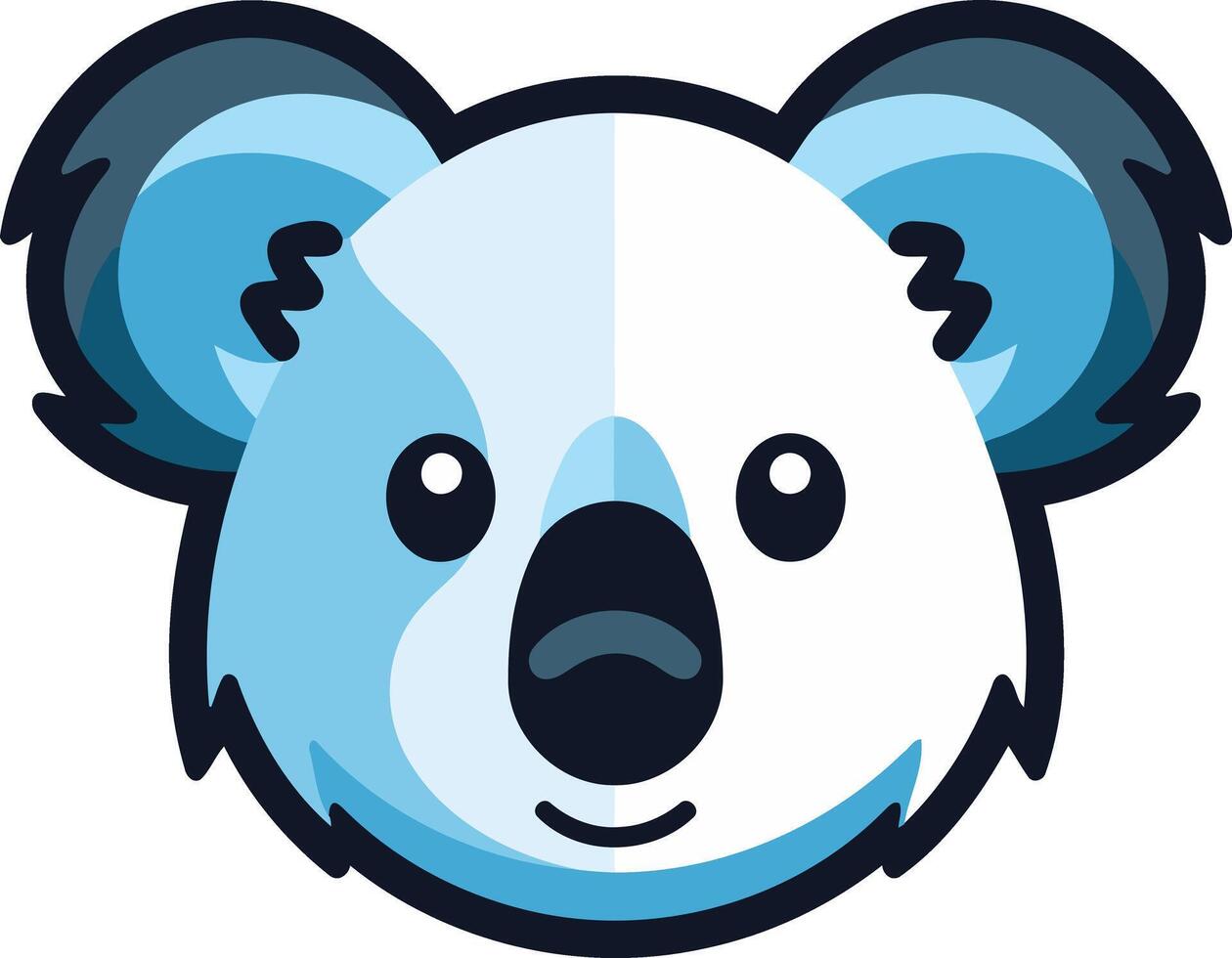 A cartoon koala bear head with a blue background vector