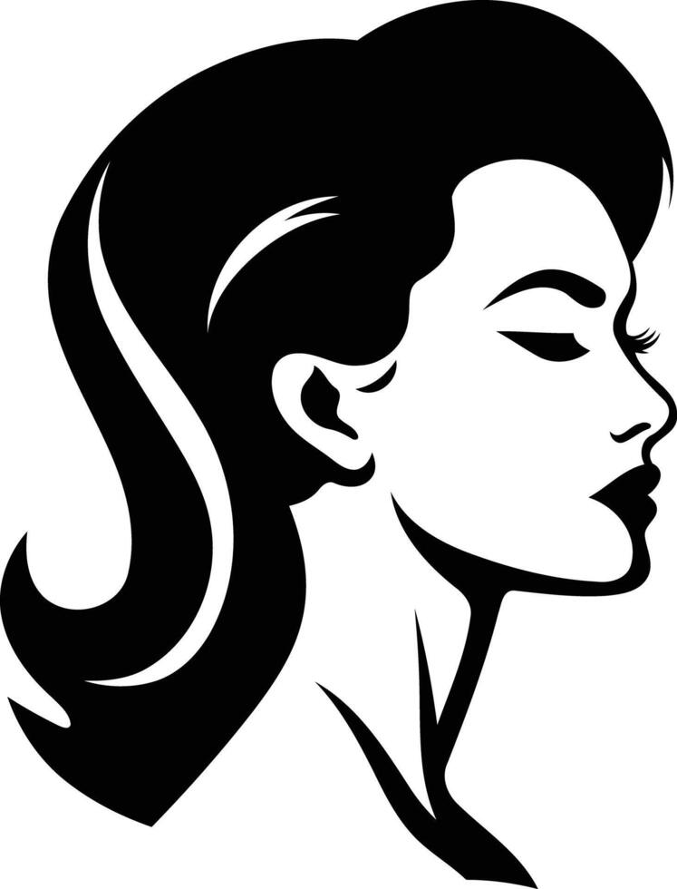 A woman's profile in silhouette with her eyes closed vector
