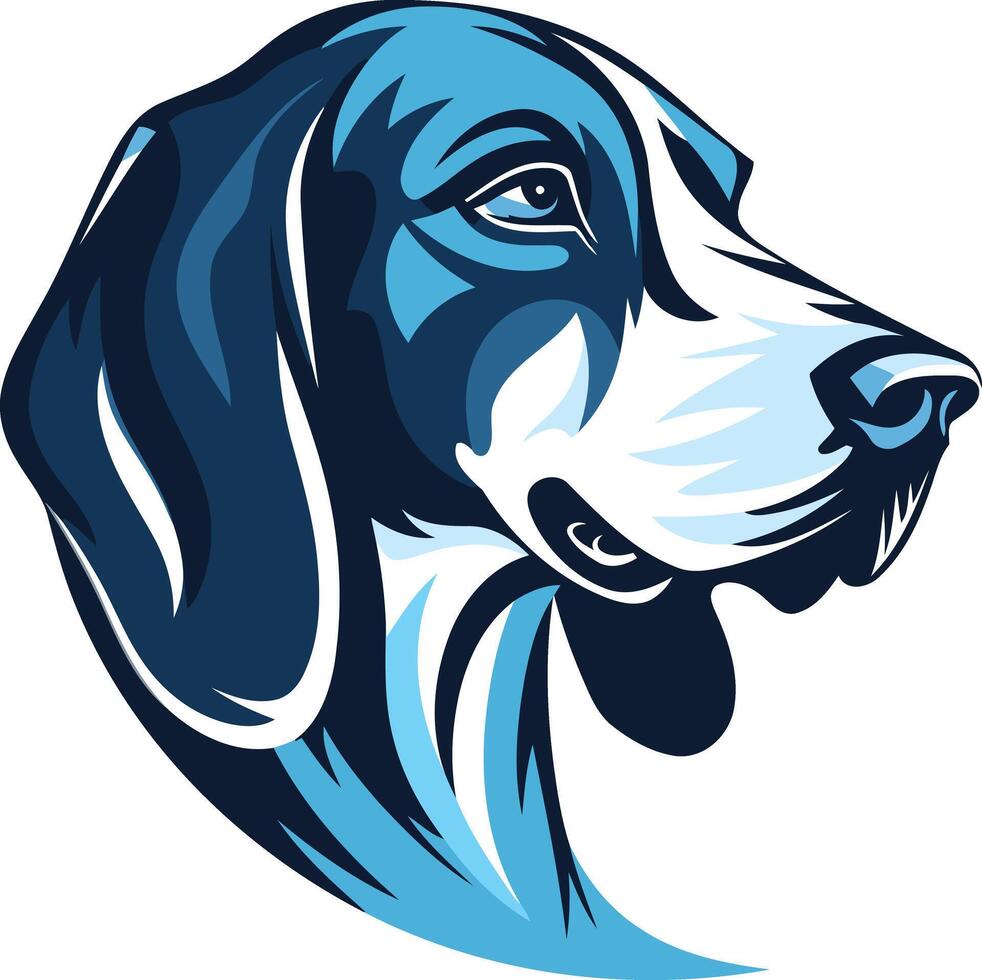 A blue and white dog head vector