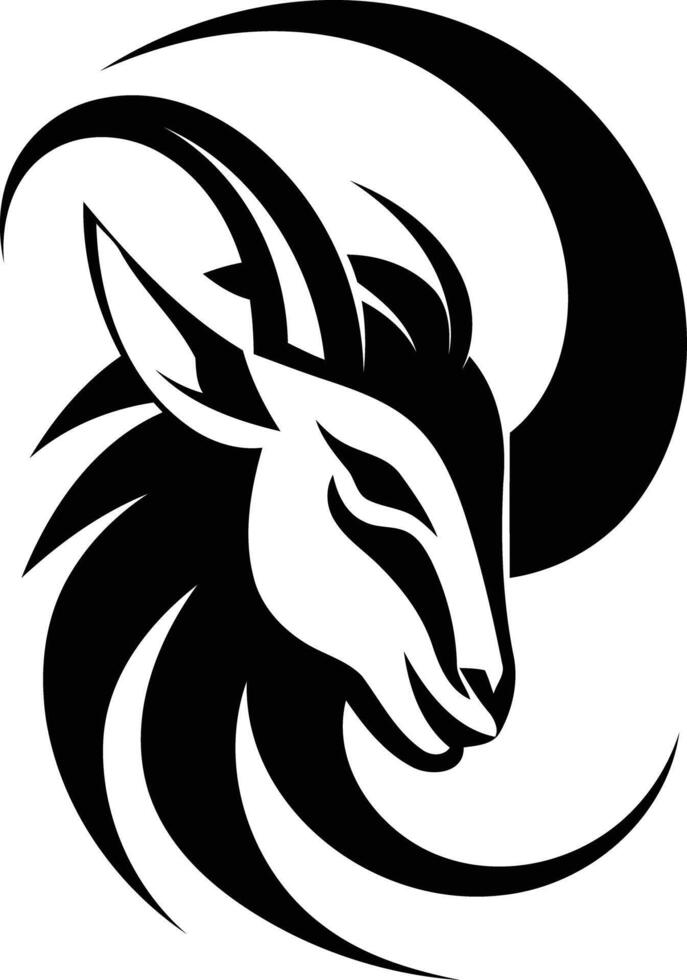 Goat head logo with black and white design vector