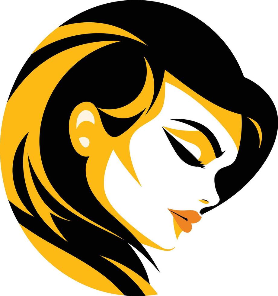 A woman's face with black and yellow hair vector