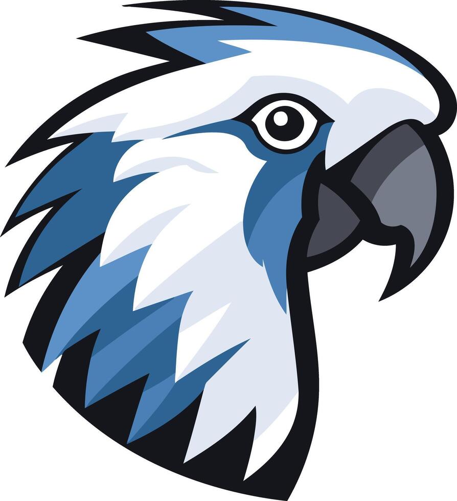 Blue and white parrot head mascot illustration vector