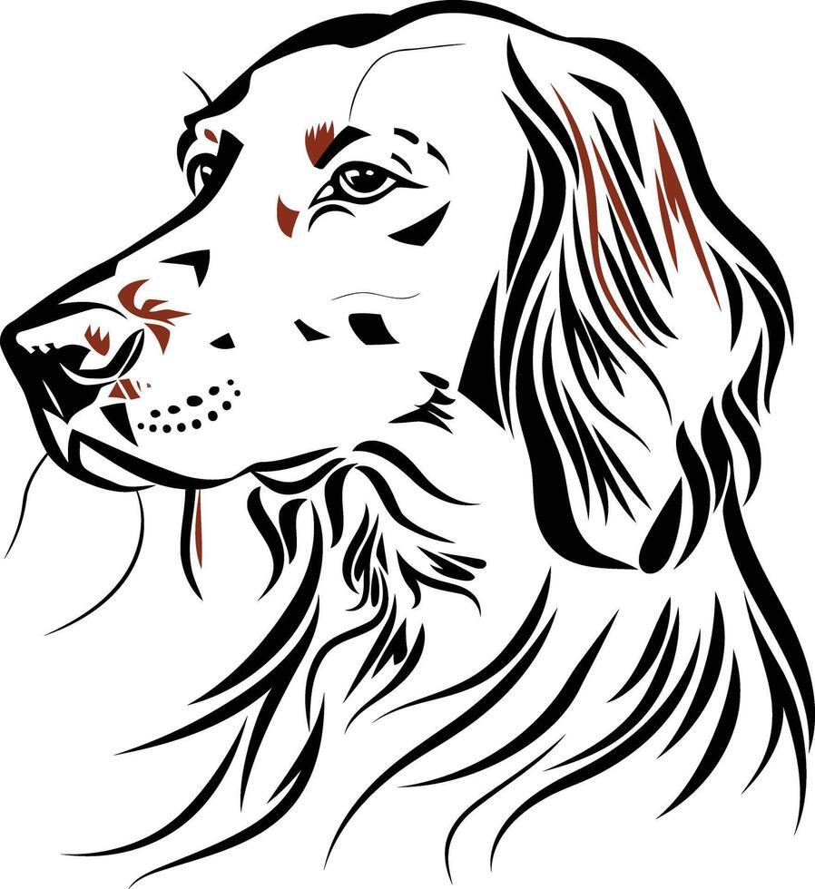 A dog with a long tail and a black and white vector