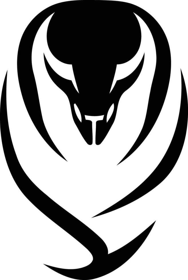 A black and white logo of a snake head vector
