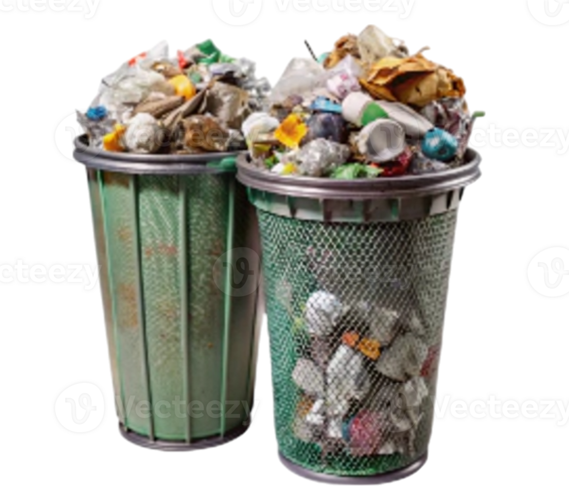 Overflowing trash can illustrating excessive waste generation png
