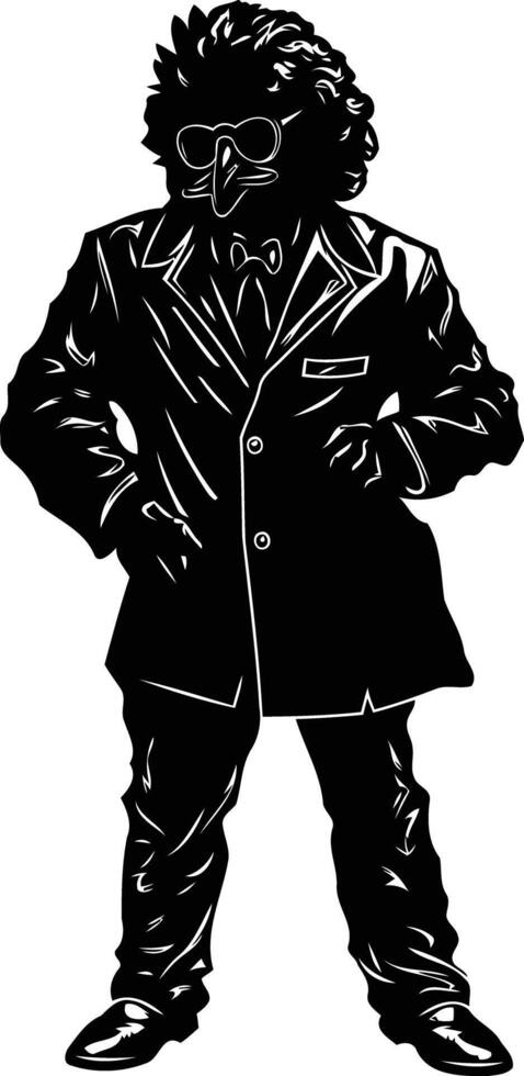 A black and white drawing of a man in a suit vector