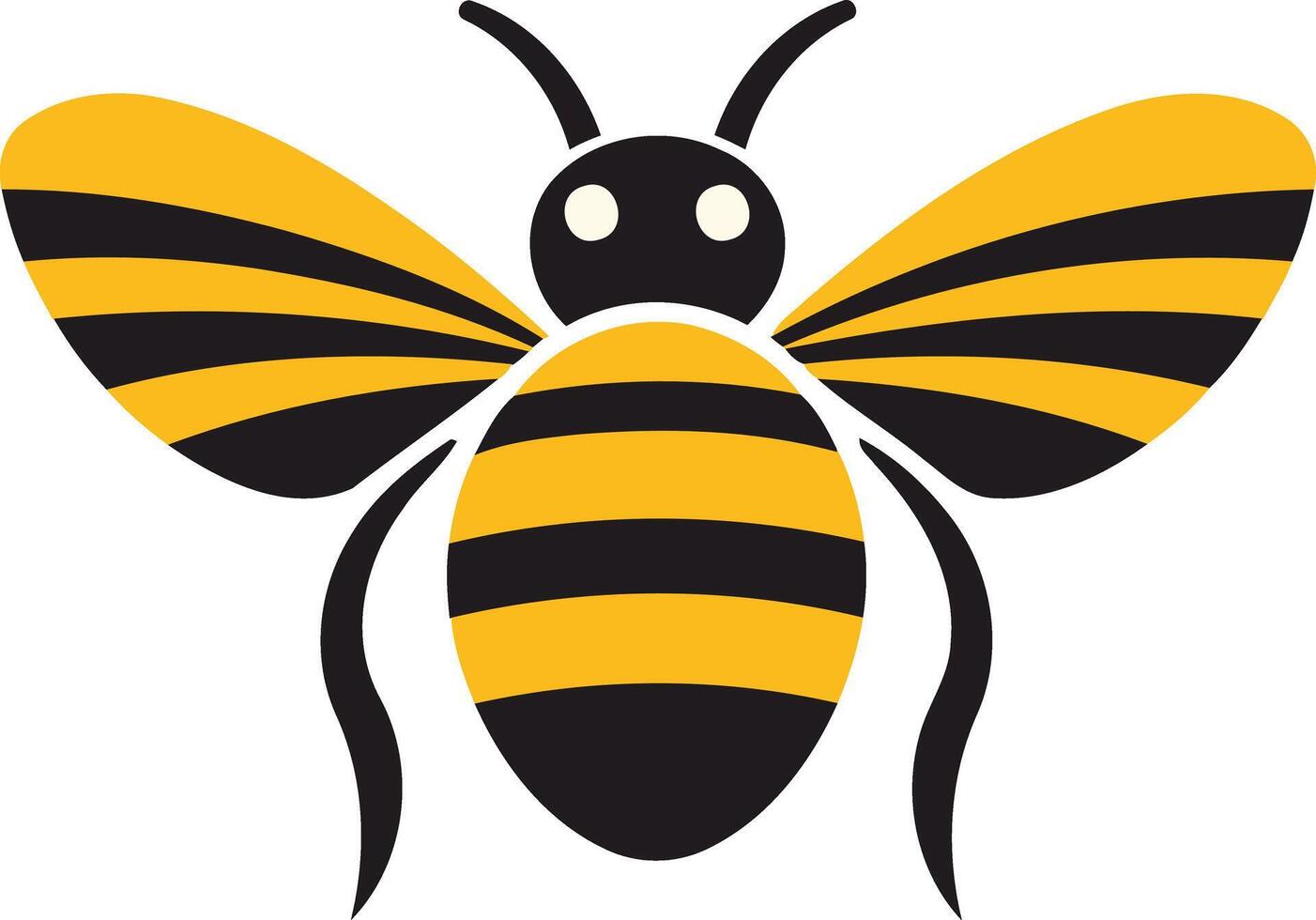 A bee with black and yellow stripes on it vector