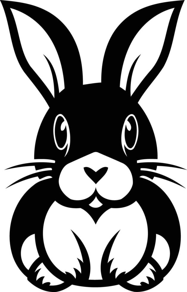 A black and white rabbit with big ears vector