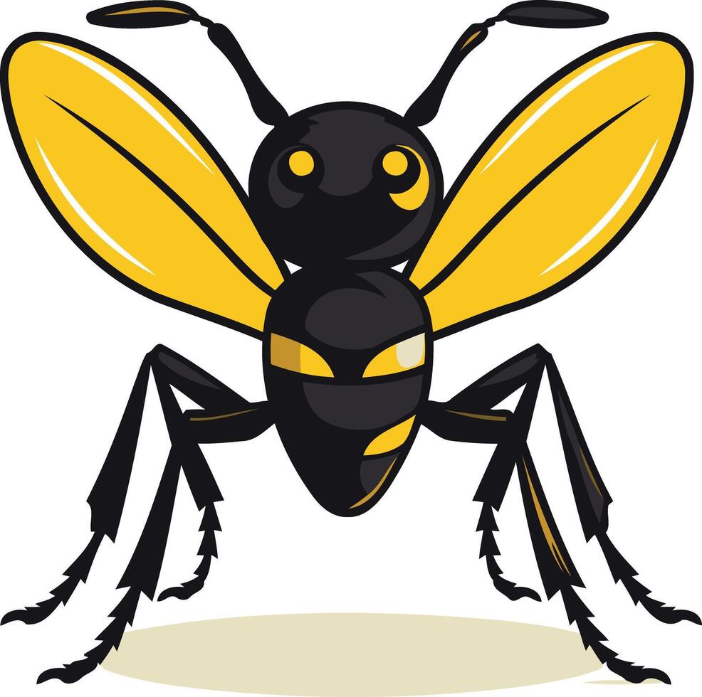 A cartoon wasp with yellow and black wings vector