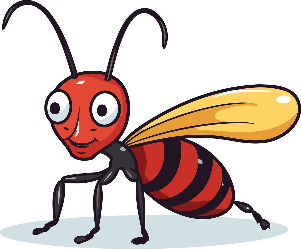 A cartoon red and black wasp vector