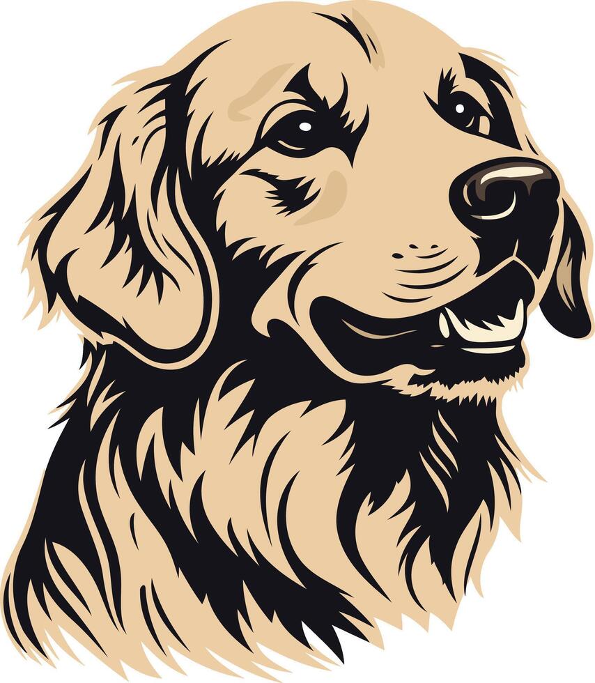 A golden retriever dog is shown in a drawing vector