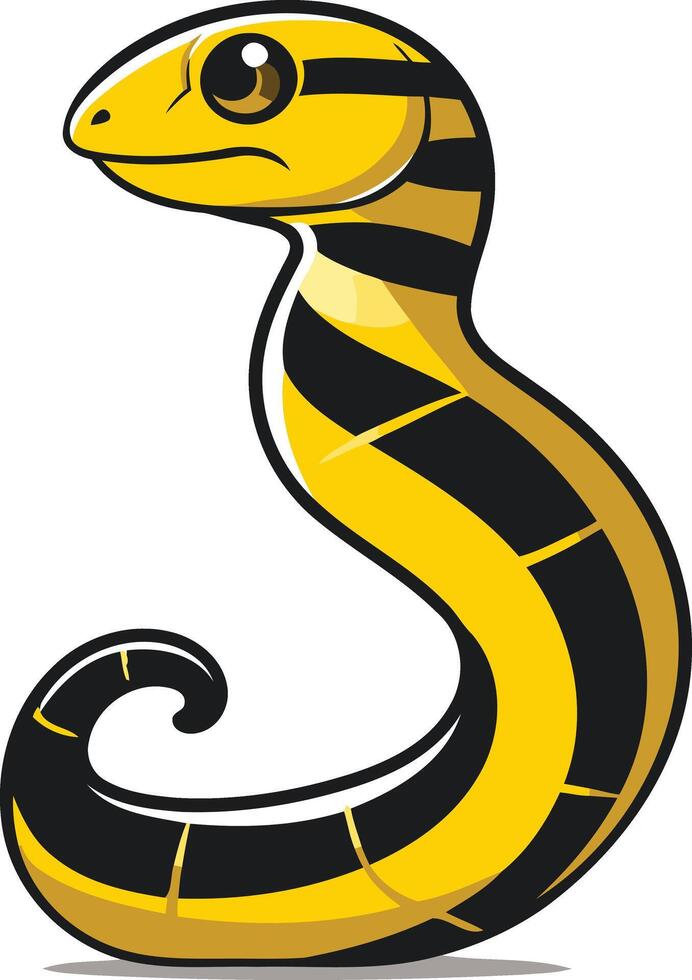 A cartoon snake with black and yellow stripes vector