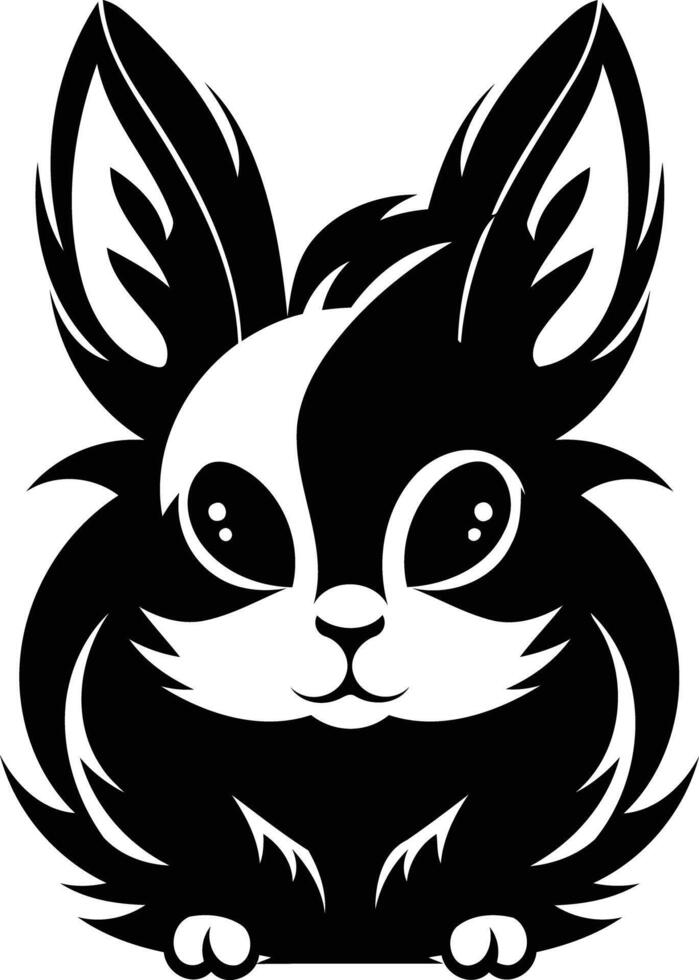 A black and white bunny with big eyes vector