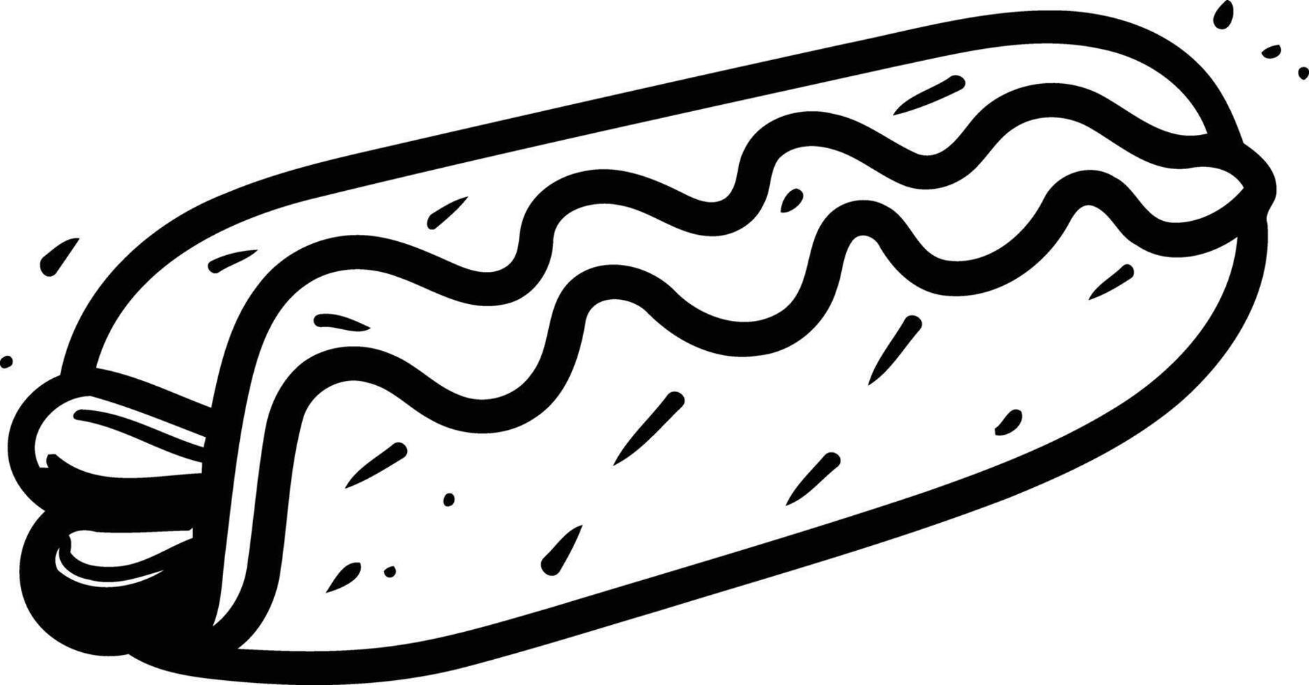 A black and white drawing of a hot dog vector