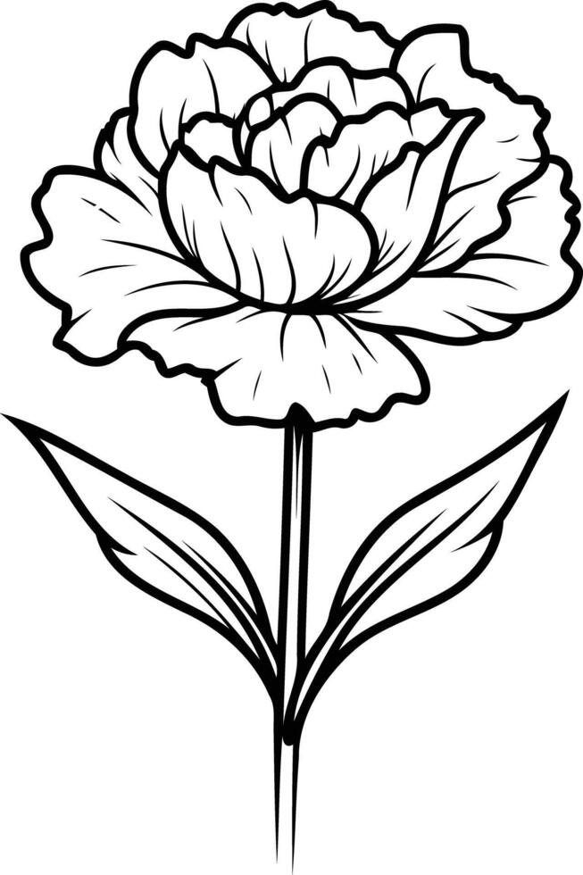 A flower with leaves and stems coloring page vector