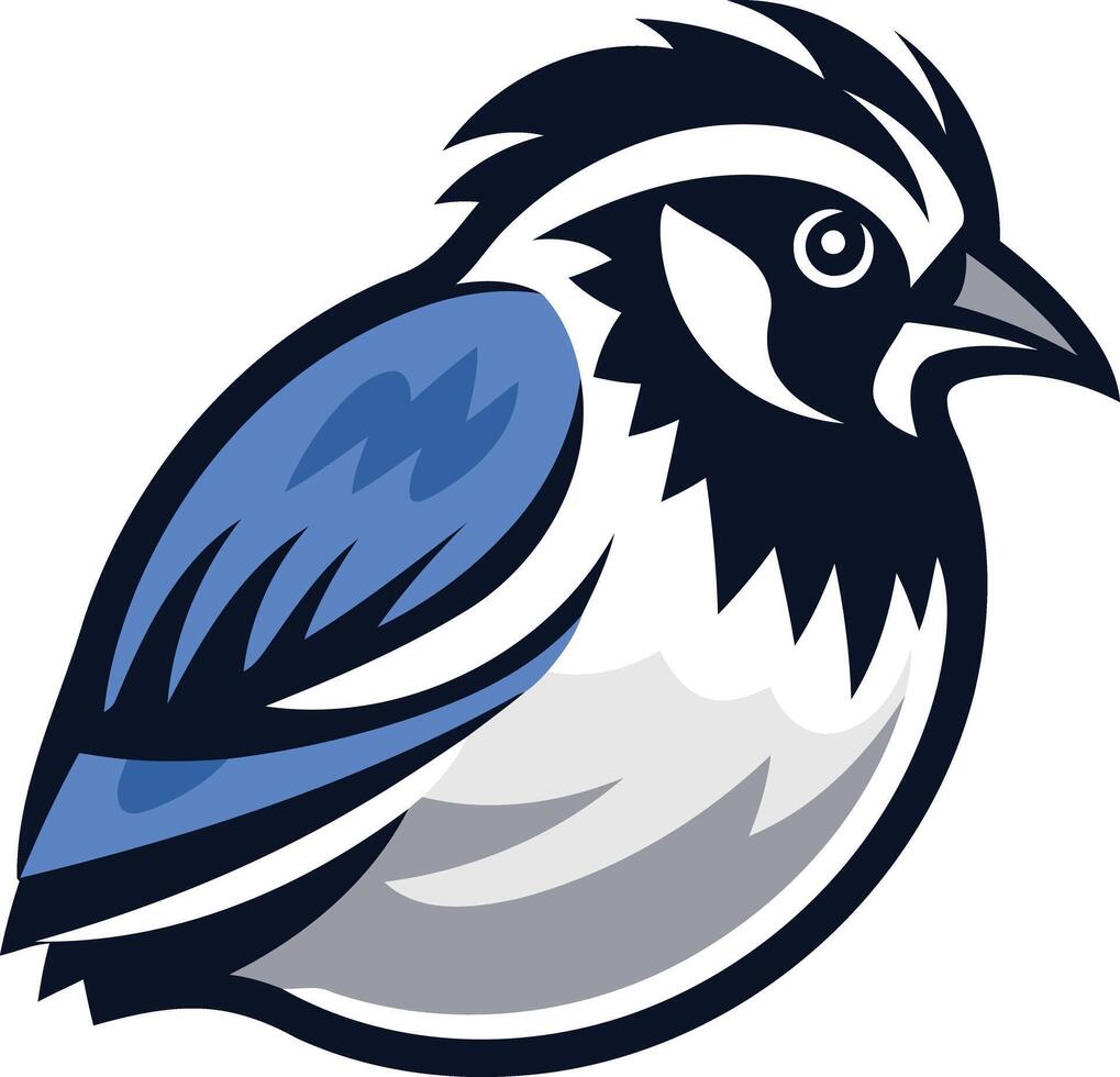 A blue and white bird with a black beak vector