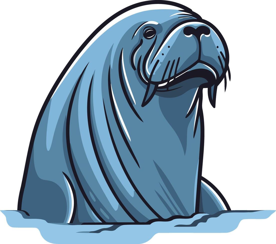 A walrus in the water with its head up vector