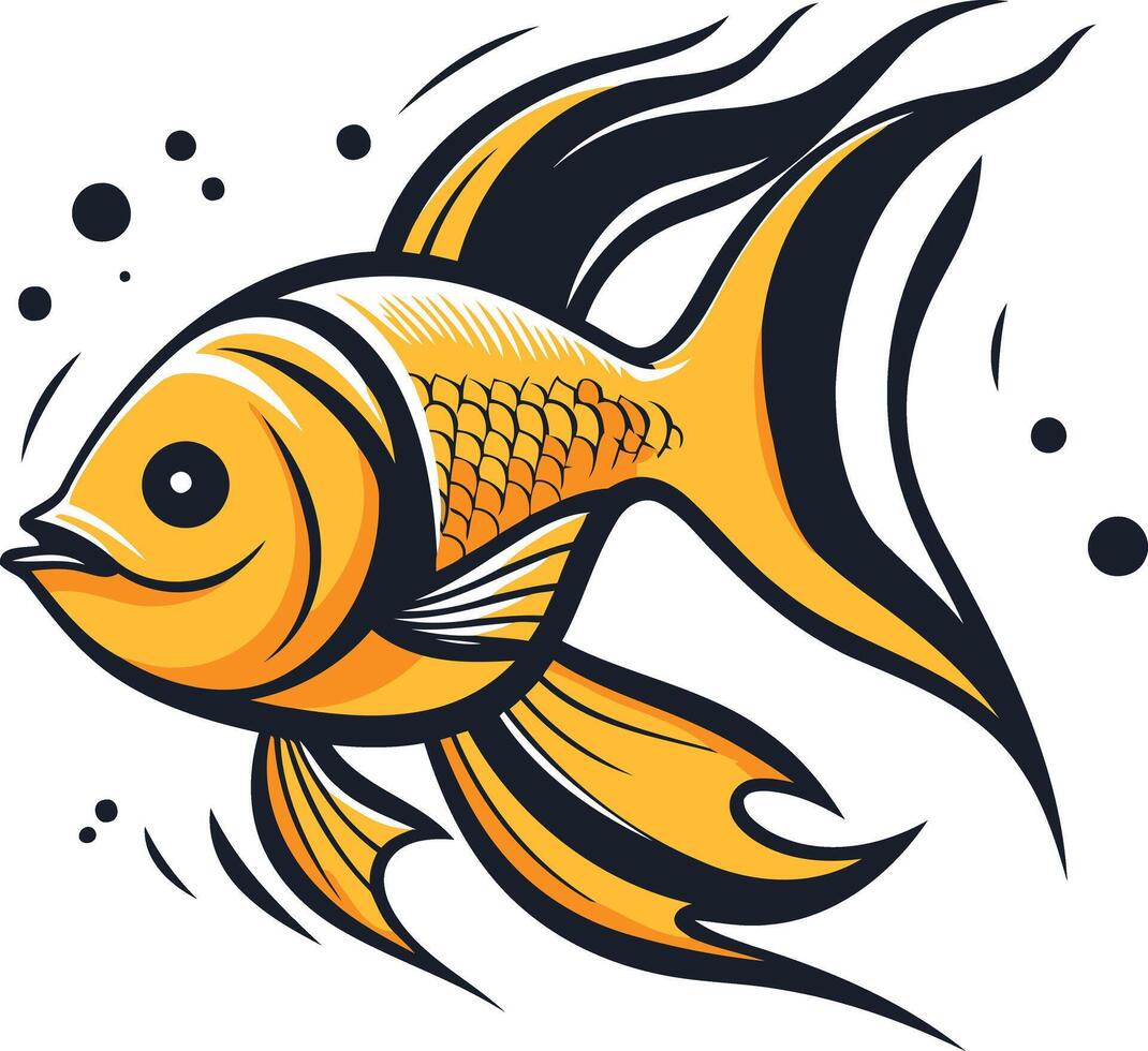 Golden fish illustration vector