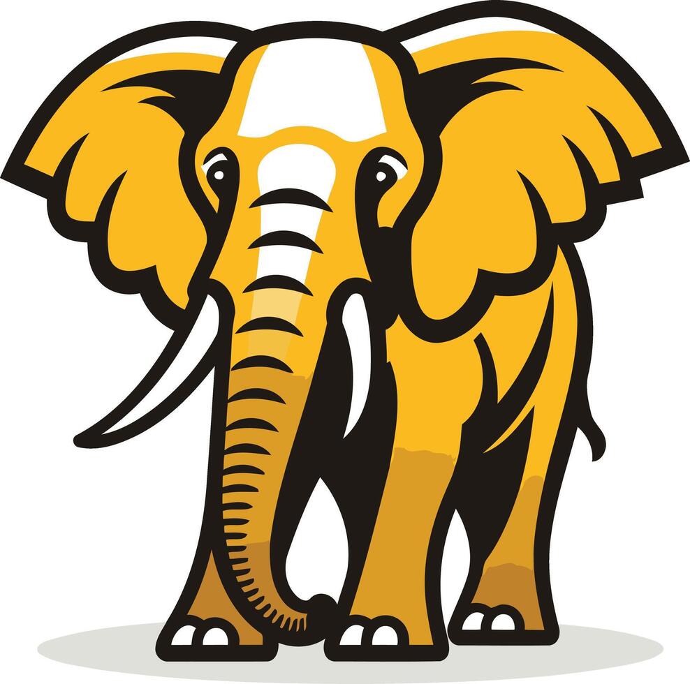 An elephant with tusks standing in front of a white background vector