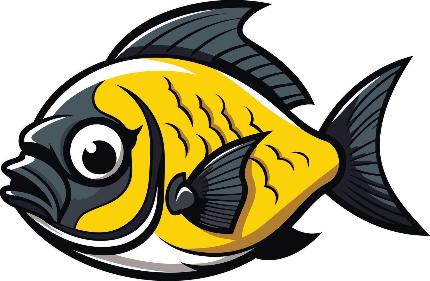 A cartoon fish with black and yellow stripes vector