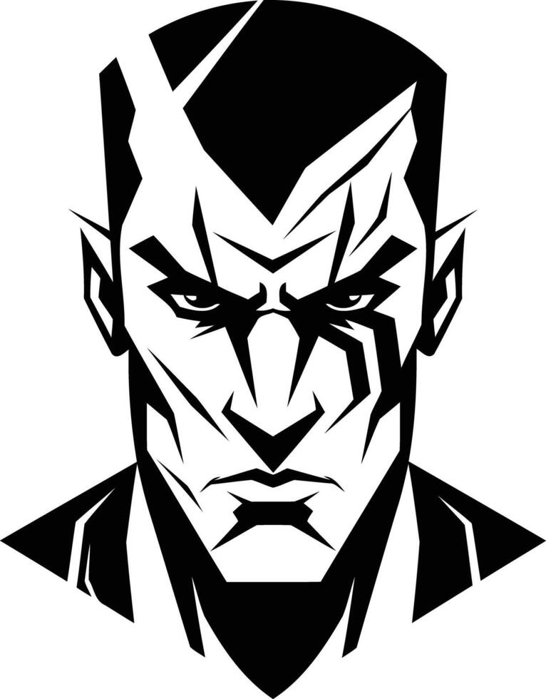 The face of a man in black and white vector