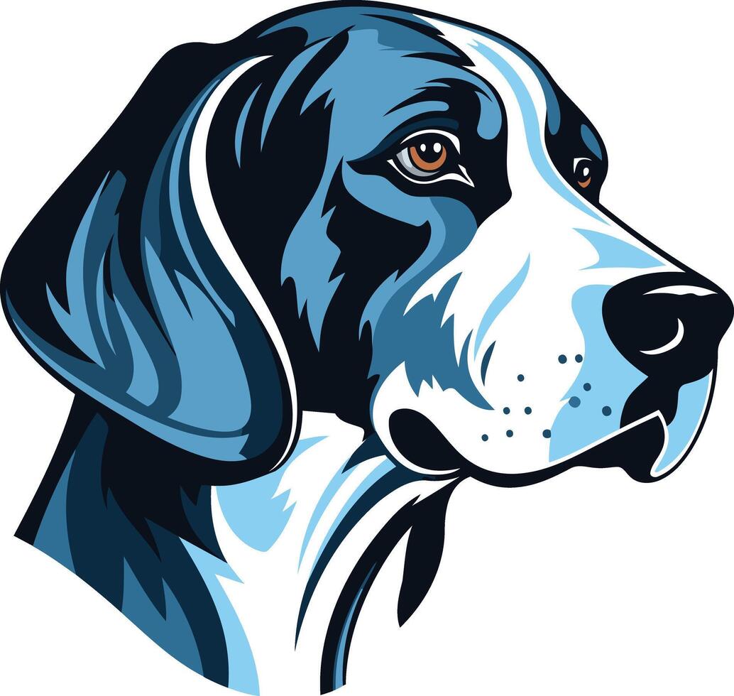 A dog head with a blue and white background vector