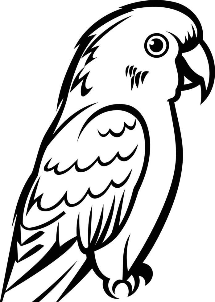 A parrot is standing on its legs coloring page vector