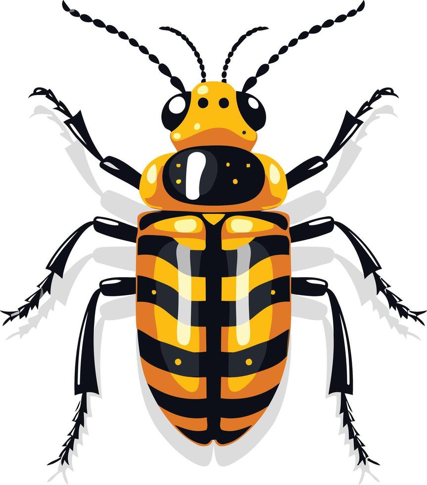 A bug with black and yellow stripes on its back vector