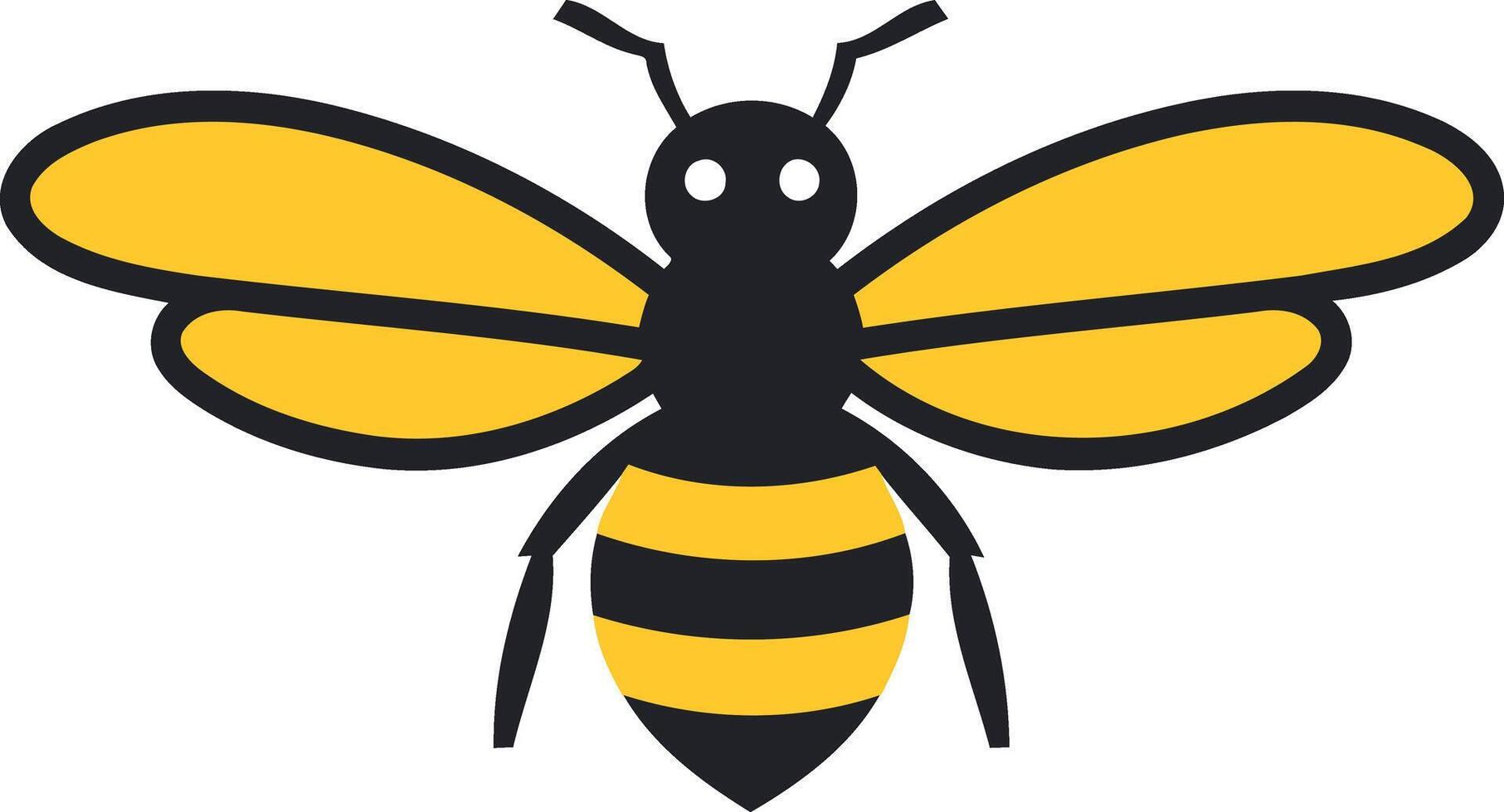 A bee with yellow and black wings vector