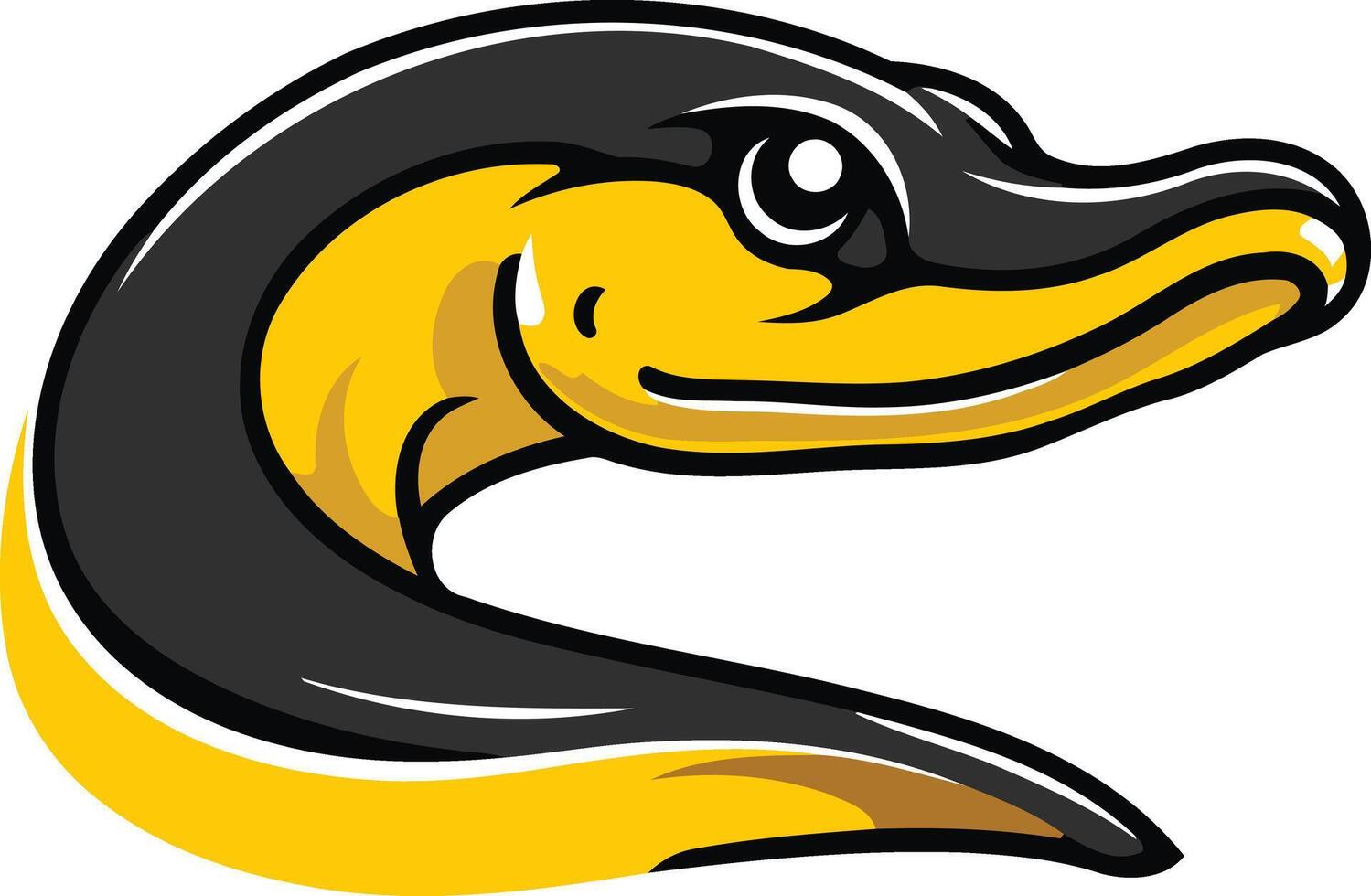A yellow and black bird head vector