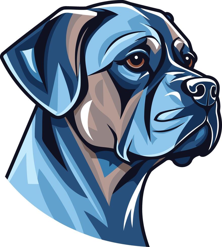 The head of a dog is shown in a cartoon style vector