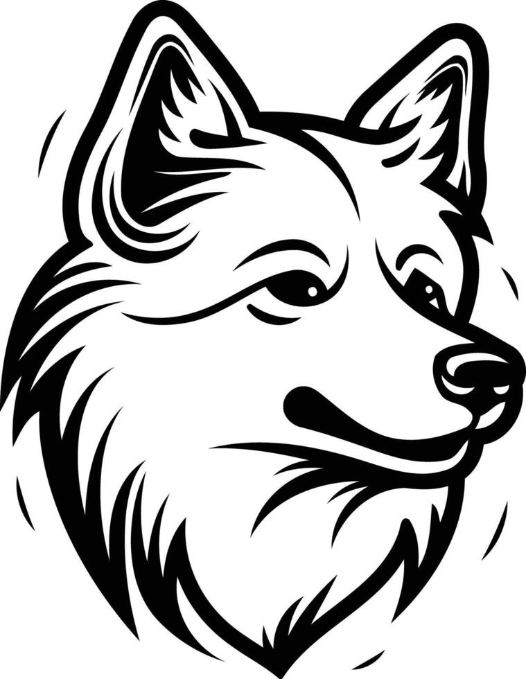 A black and white drawing of a dog head vector