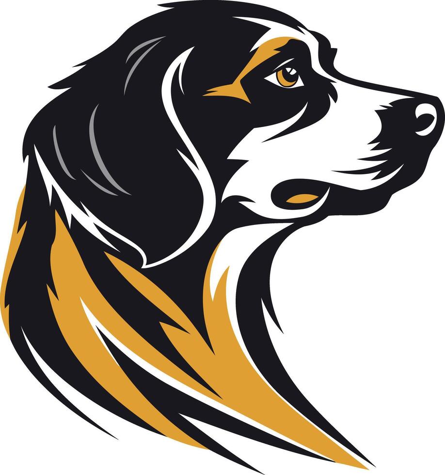 A dog head with a black and yellow color scheme vector