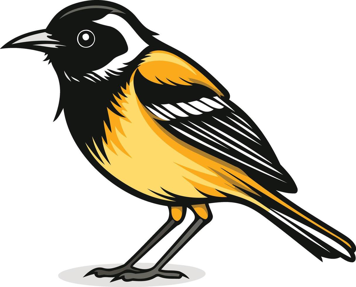 A black and yellow bird with a black beak vector