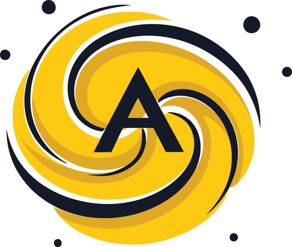A logo with a yellow and black swirl vector