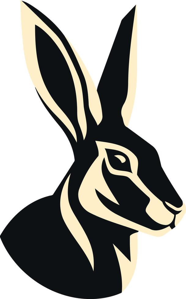 A black and white rabbit head with long ears vector